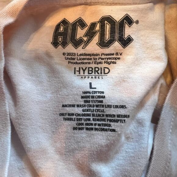 AC/DC Women's Pink Tie Dye Highway To Hell T-Shirt Size Large Rock Band - Picture 3 of 11